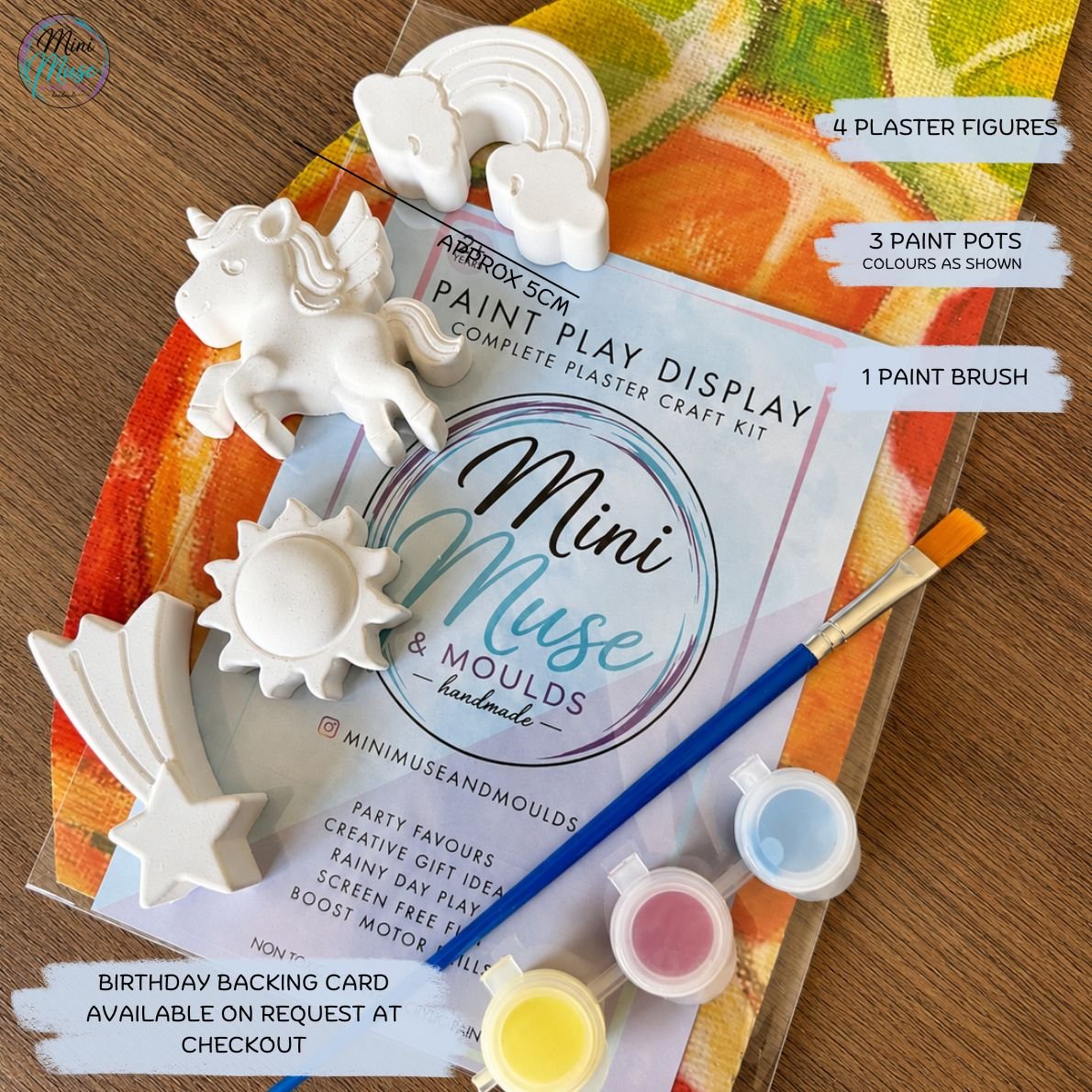 Unicorn ready-to-paint plaster painting kit with paints and brush, a popular party bag filler and birthday gift.